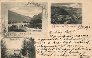 1898 Rimske Toplice, Römerbad; Steinbrück, Charlotten Vue / bridge, pavilion, floral (Rb)