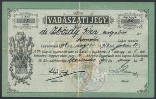 1912 Vadászati jegy / vadászjegy. / Hunting licence