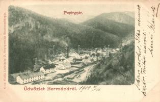 Hermánd, Hermanecz, Harmanec; Papírgyár, kiadja Lechnitzky O. / paper factory (EK)