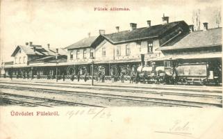 Fülek, Filakovo; vasútállomás, 2237-es számú gőzmozdony / railway station, locomotive