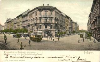 Budapest VI. Váci körút, Podmaniczky utca, Teutsch B. József üzlete, Weiss és Társa betéti társaság, villamosok. Divald Károly 246.