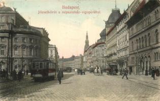 Budapest VIII. József körút, Népszínház, Vígopera, villamosok, Hotel Rémi, Technológiai iparmúzeum. Taussig A.
