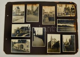cca 1930 Budapesti városképek, közte több kép Tabáni kis utcákról. 10 db + a hátoldalon 6 db Eger városkép. Albumlapon