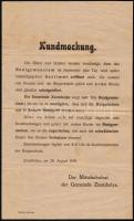 1919 Zsombolya, A község német nyelvű hirdetménye a reálgimnázium ügyével kapcsolatban