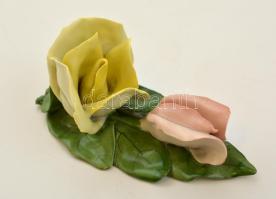 Aquincumi porcelán rózsapár, hibátlan, jelzett, 11x6x5 cm