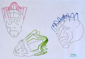 Hornyánszky hagyatéki pecséttel: Grafikák,, vegyes technika, papír, 59×41,5 cm