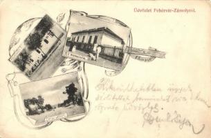 Zámoly, Fehérvár-Zámoly; Községháza, Postahivatal, utcakép, Art Nouveau (EK)
