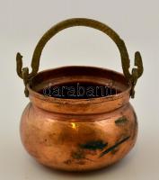 Vörösréz mini üst, sárgaréz fogantyúval, d: 10 cm, m: 8 cm