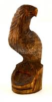 Faragott fa sólyom szobor karddal. / Carved wood eagle statue 26 cm