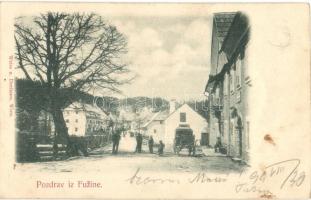 1899 Fuzine, utcakép szekérrel. Weiss u. Dreikurs / street view with carriage