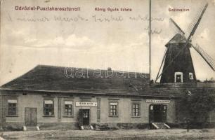 Pusztakeresztúr, Cherestur; Szélmalom, König Gyula (Benjamin) üzlete / windmill, shop (Rb)
