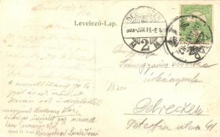 Arad, Városház tér, postautalványos díszes képeslap postással, Bloch H. kiadása / town hall square, ...