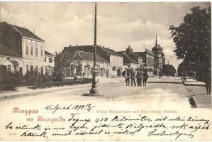 1899 Belgrade, König Milanstrasse mit dem königl. Schloss / street, castle (EK)