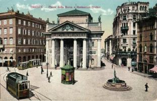 Trieste, Piazza della Borsa, Restaurant Dreher / square, restaurant, trams