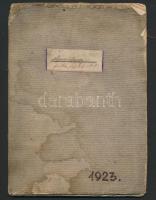 1923 A súly. kézzel írt, rajzokkal illusztrált fizika jegyzet 16 oldalon, kis füzetben