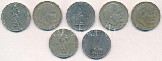 Szovjetunió 1965-1979. 1R Cu-Ni-Zn (7x) T:2 Soviet Union 1965-1979. 1 Ruble Cu-Ni-Zn (7x) C:XF