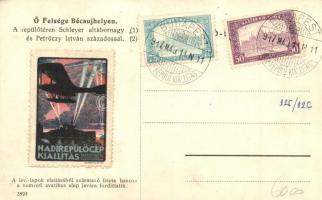 Őfelsége Ferenc József Bécsújhelyen, A repülőtéren Schleyer altábornagy és Petróczy István százados;...