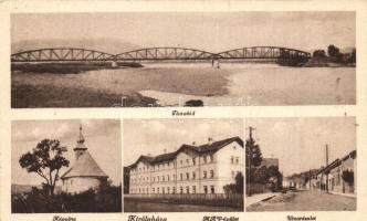 Királyháza, Koroleve; kápolna, Tiszahíd, utca, MÁV épület / chapel, bridge, street, railway office