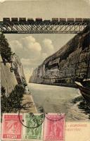 Corinth, Canal railway bridge, wagons, TCV card (EK)