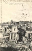 Rome, Roma; Tempio di Antonino e Faustina con panorama della Citta dal Monte Palatino / churches