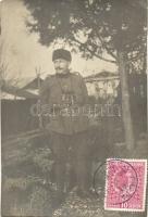 1923 Albanian soldier with binoculars, TCV card, Rol Maza photo (EK)