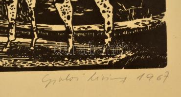 Gyulai Líviusz (1937-): Gertrúd a nevelőnő (illusztráció). Linó, papír, jelzett, felcsvarava, 33×38 ...