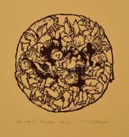 Bálványos Huba (1938- ):Ad Astra mappa. Számozott, szignált linómetszet (15 db) merített papíron (EA...