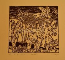 Bálványos Huba (1938- ):Ad Astra mappa. Számozott, szignált linómetszet (15 db) merített papíron (EA...