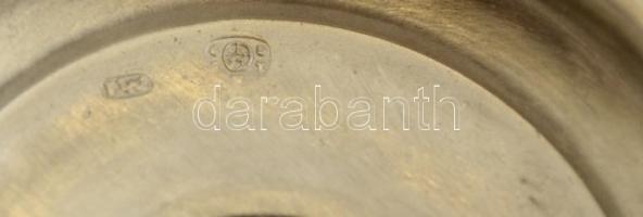 Ezüst (Ag.) talpas fűszertartó, üvegbetét nélkül, jelzett, mesterjeggyel (MI), talpán javított nettó...