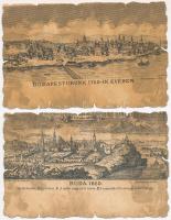 Budapest - 4 db RÉGI városképes lap, Budapest anno 1650, 1686, 1750 / 4 pre-1945 town-view postcards, Budapest anno