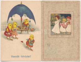 44 db RÉGI motívumlap, gyerek humor (John Wills), üdvözlőlapok, több litho és dombornyomott darab / 44 pre-1945 motive cards, child humour, greeting cards, many litho and Emb.