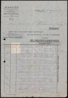1920 Hangya Szövetkezet számlája, fejléces papíron, 40 filléres illetékbélyeggel.
