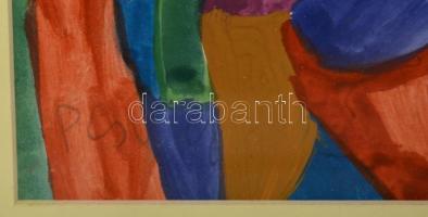 Cs. Németh Miklós (1934-2012): Kettesben. Akvarell, papír, jelzett, paszpartuban, üvegezett fa keret...