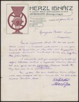 1918 Herzl Ignácz a Duna áruk szétküldési telepének díszes, fejléces megrendelő levele, Lengyeltóti, Herzl Ignác aláírásával.