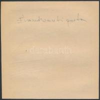 Kós Károly (1883-1977): Érmindszenti porta, színes linómetszet, papír, jelzés nélkül, hátoldalon fel...