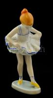 Hollóházi porcelán balerina kislány, kézzel festett, jelzett, hibátlan, m: 14 cm