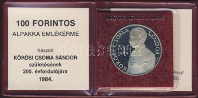 1984. 100Ft "Kőrösi Csoma Sándor" T:PP Eredeti tokban, tanúsítvánnyal!