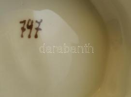 Antik só-bors tartó, részben kézzel festett, hibátlan, jelzés nélkül, h: 8 cm, m: 4 cm