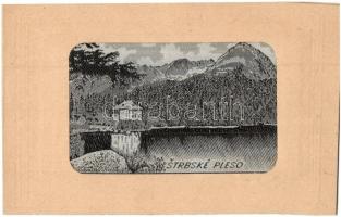 Tátra, Csorbató, Strbské Pleso; textillap / lake, textile card