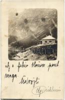 1918 Tátra, Zöld-tó, Frigyes főherceg menedékház / rest house with the lake, photo