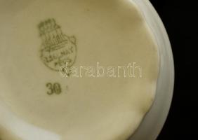 Zsolnay piros pöttyös hiányos mokkás készlet, matricás, jelzett, kopott