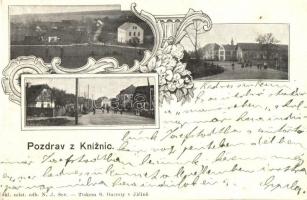 Jicín, Pozdrav z Kníznic, street views, floral, Art Nouveau (cut)