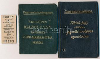 1936, 1949 A Magyar Királyi Államvasutak félárú jegy váltására jogosító arcképes igazolványa, 2 db
