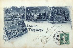 Tarcsafürdő, Bad Tatzmannsdorf; Karolina Villa, Gyógyudvar, Anna Fürdő, Miksa Forrás, este / villa, spa, spring, night. Art Nouveau