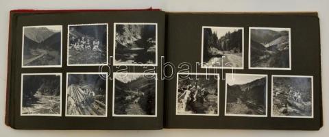 cca 1940 'Hungaria' fotóalbum, kb. 130 fotó és 4 db rajz, erdélyi nyaralás képei, a legvég...