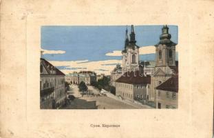 Karlóca, Karlowitz, Sremski Karlovci; utcakép templomokkal / street view with churches