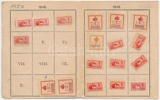 1948 A Magyar-Szovjet Művelődési Társaság kétnyelvű tagsági igazolványa, tagsági bélyegekkel