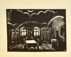 Andruskó Károly (1915-2008) festőművész, grafikus hagyatékából származó mappa, kiállítási meghívó: f...