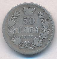 Szerbia 1875. 50p Ag "I. Milán mint herceg" T:3
Serbia 1875. 50 Para Ag "Milan I as ...