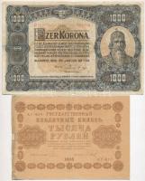 Vegyes: 9db-os bankjegy tétel, benne egy fénymásolt darab, közte 1902. 1000K mindkét oldal német, fü...